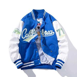 Men's Jackets Embroidery Varsity Jacket Men Women Letter Vintage Jacket Fashion Baseball Coat Spring Autumn Windbreaker Korean Blue GreenL231006