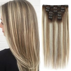 Lace Wigs BHF Clip in Hair Human Straight Hairpiece Natural Full Head In 231006