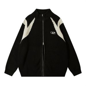 Sport Pullover Mantel Y2K Hip Hop Strick Zipper Patchwork Jumper Streetwear 2023 Harajuku Mode Lässig Lose Pullover Jacken