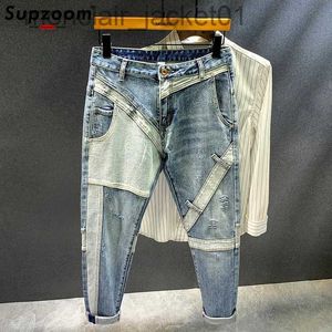 Jeans masculinos Supzoom Nova Chegada Venda Quente Top Moda Outono Zipper Fly Stonewashed Casual Patchwork Cargo Denim Bolsos Jeans de Algodão Homens J231006