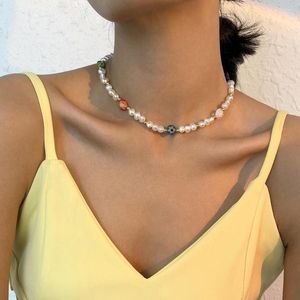 Chains Imitation Pearl Flower Simple Necklace Fashionable Temperament Clavicle