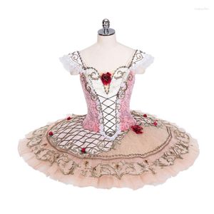 Abbigliamento da palcoscenico Tutu da balletto rosa giallo chiaro, design raffinato, professionale, di alta qualità, dimensioni personalizzate, per bambini, ragazze, donne adulte