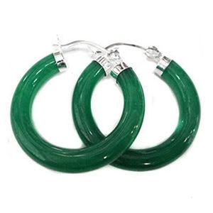 Ohrmanschette Natürliche Damenohrringe mit einem runden grünen Jadestein 231005