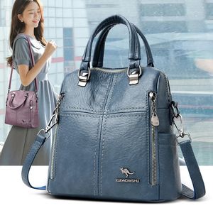 School Bags High Quality Leather Backpack Women Shoulder Multifunction Travel for Girls Bagpack Mochila 231005