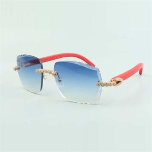 2022 exquisite bouquet diamond sunglasses 3524014 with natural red wood sticks and cut lens 3 0 thickness size 18-135 mm241K