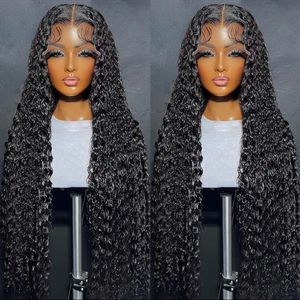 Perucas sintéticas onda profunda 13x4 13x6 hd laço frontal cabelo humano água transparente encaracolado 360 peruca completa sem cola para mulheres negras 231006