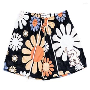 Mäns shorts American Trend Summer Flower Beach Pants Loose and Quick Torking Sports Casual Running Mesh