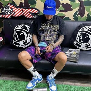 T-shirt da uomo T-shirt grafica da uomo T-shirt oversize in cotone con stampa basket lavato Top Tee Harajuku Streetwear Hip Hop Tshi262F