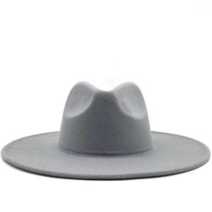 Klasyczny szeroki brzeg fedora czapka czarna biała wełna kapelusze mężczyźni kobiety miażdżone zimowy kapelusz ślub Jazz Hats1245k