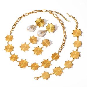 Ожерелья с подвесками ALLME, роскошное не тускнеющее 18-каратное золото с PVD-покрытием из нержавеющей стали с металлической винтовой резьбой, круговое колье для женщин
