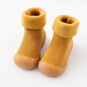 First Walkers Kids Toddler Baby Boys Girls Solid Warm Knit Soft Sole Rubber Shoes Slipper Stocking