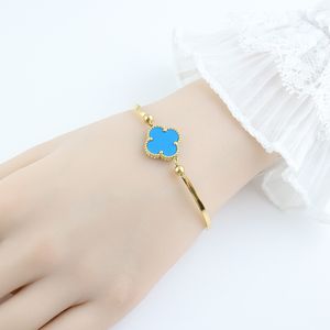 Designer Clover Armband Classic 4/Four Leaf Clover Charm Armband Bangle Chain 18K Gold Plated Titanium Steel Women Wedding Christmas 380