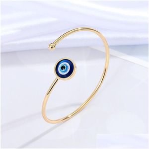 Manguito resina redondo mau olhos aberto pulseira sorte turco acrílico azul olho pulseira para mulheres jóias entrega gota pulseiras dhgarden dhjzx