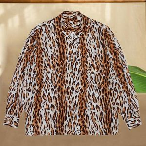 Camicie casual da uomo Camicia a maniche lunghe con stampa leopardata a contrasto da uomo Streetwear 2023 Autunno Camisa Moda Masculina cinese