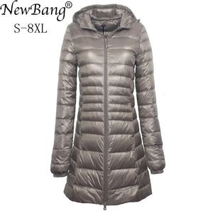 Women's Down Parkas Bang 7xl 8xl Plus Long Down Jacket Women Winter Ultra Light Down Jacket Women With Hooded Down Coat Kvinnliga Big Size Coats 231005