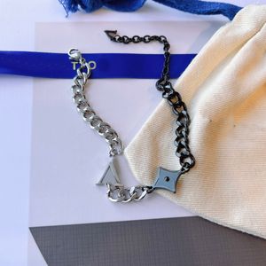 Designerketten Punk-Armbänder Männer Frauen Schwarz Silber Farbblock Korrektes Markenlogo Kreis Mode Edelstahl Geschenk Luxusgeschenke Familie Paar Nicht verblassend