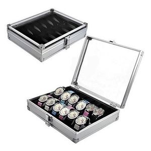 High Quality Metal case 6 12 Grid Slots Wrist Watch Display case Storage Holder Organizer Watch Case Jewelry Dispay Watch Box T200248U