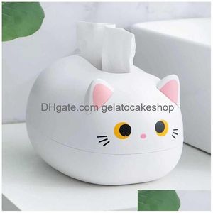 Tissue Boxes Napkins Cute Cat Box Table Napkin Holder Household Tootick Kitchen Paper Towel Storage Container Drop Delivery Home G Dhik4