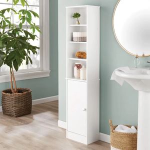 Badrumshyllor Vitt badrumsförvaringslinne Torn med öppna och dolda hyllor Mestplatser Bathroom Organizer Badrumshyllor 230926