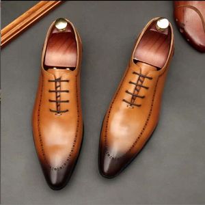 Italian Handmade Men's Oxford Shoes Real Calf Leather Black Brown Classic Brogue Business Wedding Dress Shoes for Men