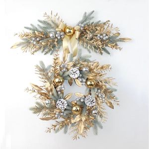 Other Event Party Supplies Artificial Christmas Wreath Branch Rattan Golden Garland For Front Door Hanging Wall Indoors Outdoors Christmas Ornament Decor 231005