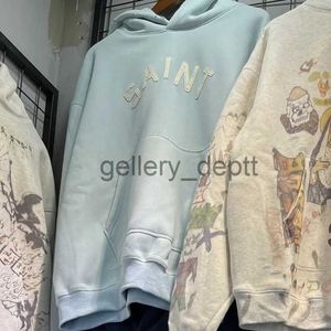 Men's Hoodies Sweatshirts Saint Michael Hoodies High Qualiity New Sky Blue Sweatshirts Men Women Couples American High Street SAINT Pullovers J231006