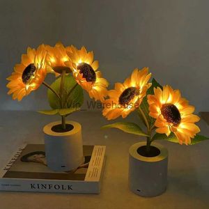 Bordslampor LED Solflower Night Light USB uppladdningsbar nattlamprum sovrum dekoration blomma bordslampa atmosfär ljus födelsedagspresent yq231006