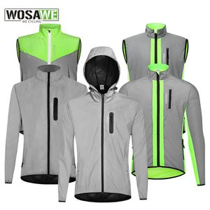 Cycling Jackets WOSAWE Full Reflective Cycling Jacket Men's Coat Spring Autumn Bicycle Windbreaker Bike Soft Windproof Waterproof Running Jacket 231005