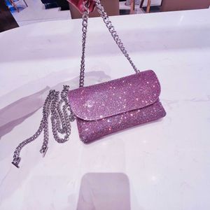 Shoulder Bags Small Design One Shoulder Women's Bag Full Diamond Super Flash Chain Messenger Celebrity Banquet Mini Mobile Phone