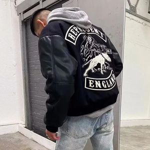 Männer Jacken 2023 Amerikanischen Retro Maskierte Stickerei Muster Baseball Uniform Jacke Schwere Hip Hop Rock Lose Mode Straße 231005