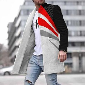 Misturas de lã masculina moda casaco masculino estilo inverno lã gola médio longo bolso casual casaco roupas jaqueta masculina 231006