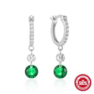 Серьги-кольца из стерлингового серебра 925 пробы, изумрудно-зеленые серьги с цирконом для званого ужина для женщин