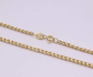 Correntes Real Pure 18k Yellow Gold Chain Men Mulheres 2mm Colar de Foxtail de trigo 45cm/2.8-3g