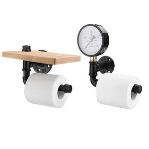 Bathroom Shelves Toilet Paper Roll Holder with Phone Holder Wall Mounted Shelf Floating Water Pipe Rack Industrial Household Items Bathroom Items 230926