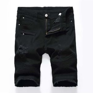 Pantaloncini jeans da uomo Jeans da motociclista da motociclista Pantaloni corti Skinny Slim Strappato Pantaloncini di jeans da uomo Jeans firmati295Y