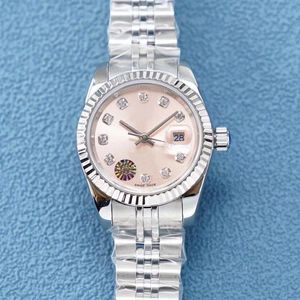 Bela moda espelho de safira 31mm relógios femininos senhoras vestido pulseira de aço inoxidável relógio data anel de diamante automático mech261w