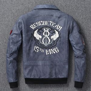 Männer Leder Faux Männer Jacke Indische Gestickte Schädel Bomber Kleidung Militär A2 Flieger Jacken Top Schicht Kuh Mantel Herbst 231005