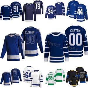 Hóquei costurado 91 John Tavares Jersey 44 Morgan Rielly 19 Calle Jarnkrok 64 David Kampf 16 Mitchell Marner 88 William Nylander 34 Auston Matthews Homem Mulher Juventude