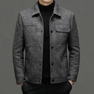 Erkek yünleri sonbahar ve kış yüksek kaliteli moda yakışıklı trend iş gündelik erkek yün ceket 2023 Erkek ekose ceket kaşmir 231005