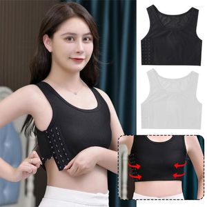 Camisoles tankar Summer Cotton Wrap Chest Wipe Anti-Slip BH med Pad Bustier Bandage Gym Top Binder Side Tank Hook Unde K2K7