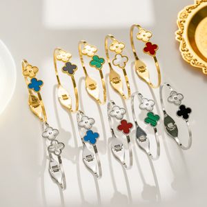 Designer Bracelets 4/four Leaf Clover Bangle Open-end Bracelet Brand Gold Plated Women Jewelry Lady Party Gifts 2024