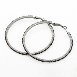New big hoop earrings accessories cool fashion black rhinestone big circle earrings women party gift queen E0302520