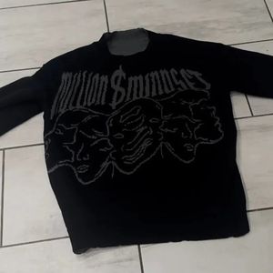 Męskie swetry Vintage Hiphop punk luźne, swobodny sweter z kapturem dla mężczyzn Y2K Gothic High Street Pullover Women 231005