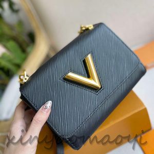2023SS Bag Popular twist bags leather small square Designers bag Metal long chain V shaped buckle Simple fashion very nice