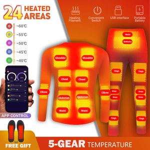 Beheizter Winter-Unterwäscheanzug, Smartphone-App, Temperatursteuerung, USB, batteriebetrieben, Fleece-Jacke, Bereichsheizung