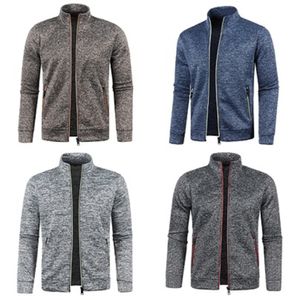 Jaqueta masculina espessada, casacos de cardigã slim fit, casacos com capuz, zíper, gola alta, pulôver masculino, moletom com zíper, roupas