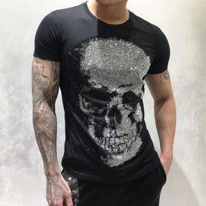 PP Punk Rhinestone Skull T-shirts Mens Designer T shirt Luxury Paris fashion Tshirts Summer T-shirt Male Top Quality 100% Cotton H246S