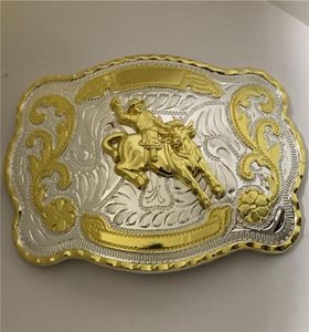 Western Cowboy Belt Buckle High Quality 145102mm 196g Golden Horse Rider Large Size Metal Buckles for Men Belt Aessories3979152