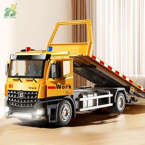 Diecast Model car Engineering Vehicle Car Alloy Front Diecast For Boy Simulation Trailer Toy With Light Vocalize Rescue Truck Children's Toy 231005