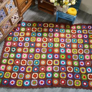 Blankets Crochet blanket Handmade fashion square crochet blanket cushion felt scraf table flat table linen 231005